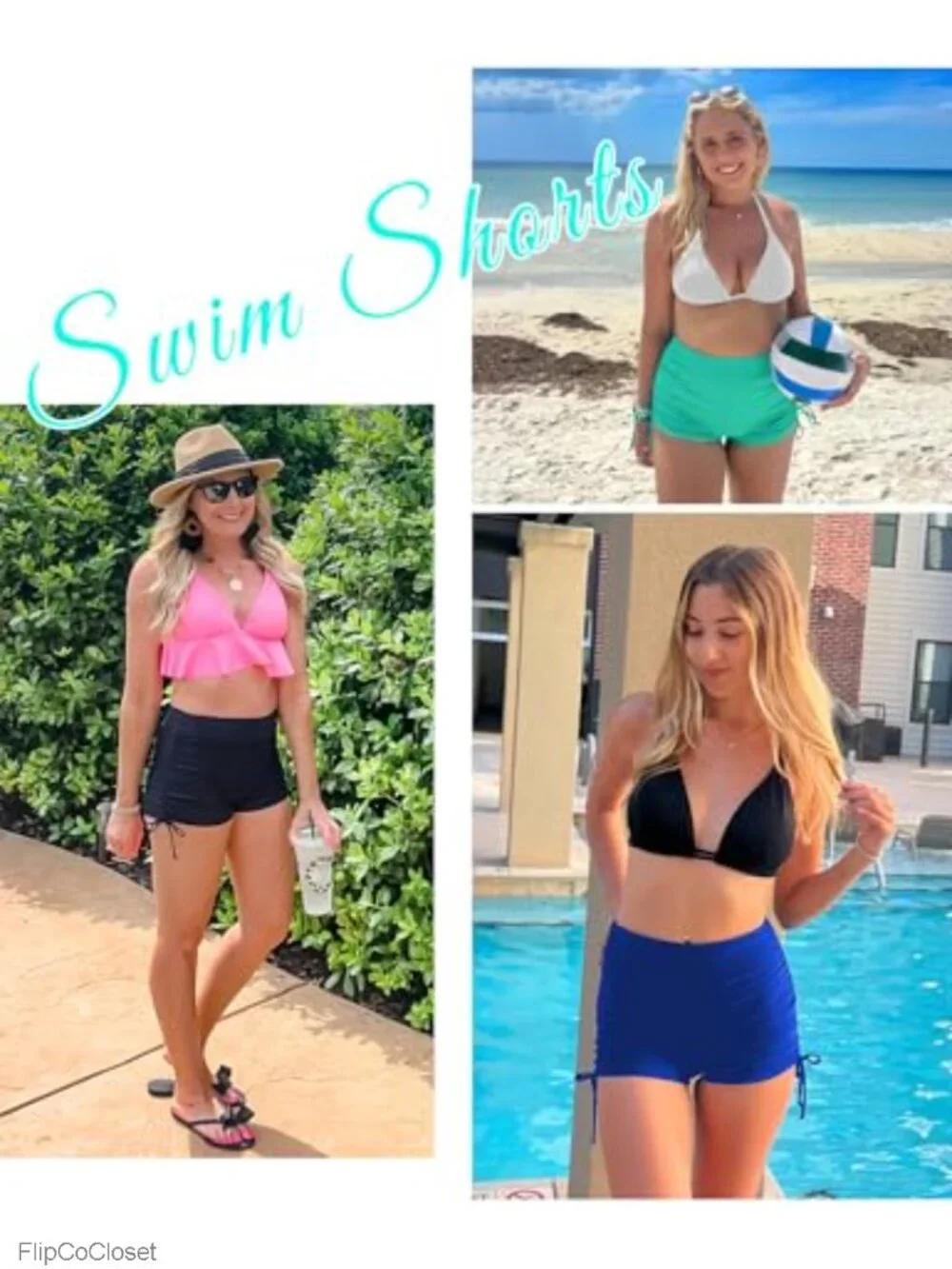 High Waist Swim Shorts Women's Boyshorts Adjustable Side Tie UPF 50+ Bathing